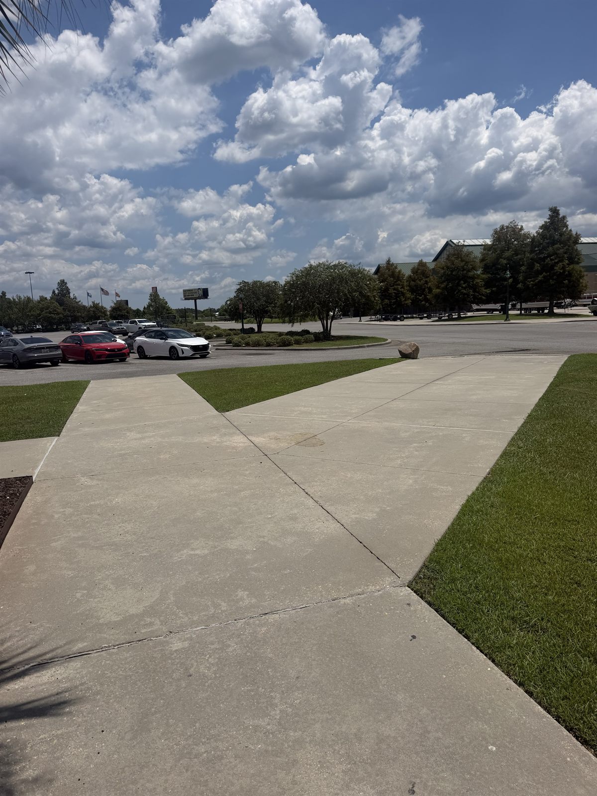 Commercial concrete walkway after pressure washing